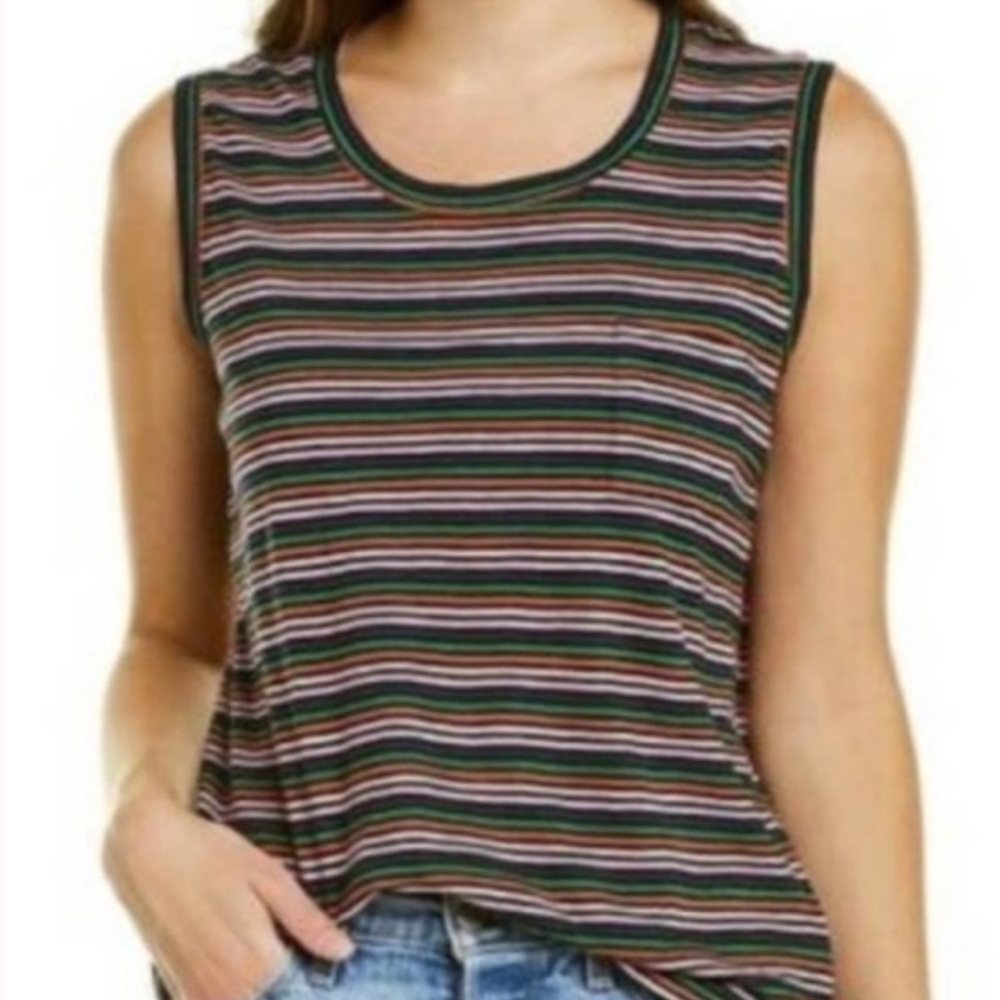 Madewell Multi Retro Stripe One Pocket Cotton Tank Top - extra small